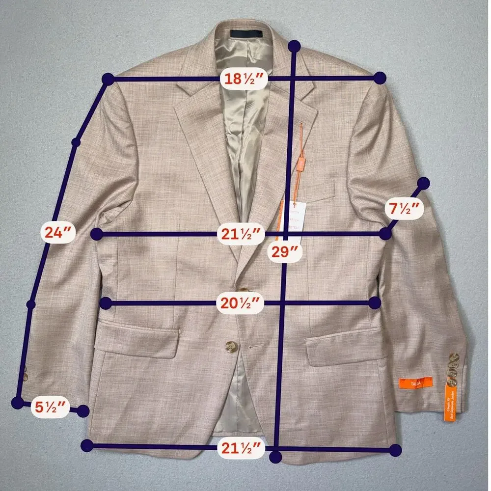 Tallia Men's Classic-Fit Suit Separate Jacket Tan 40S $360
